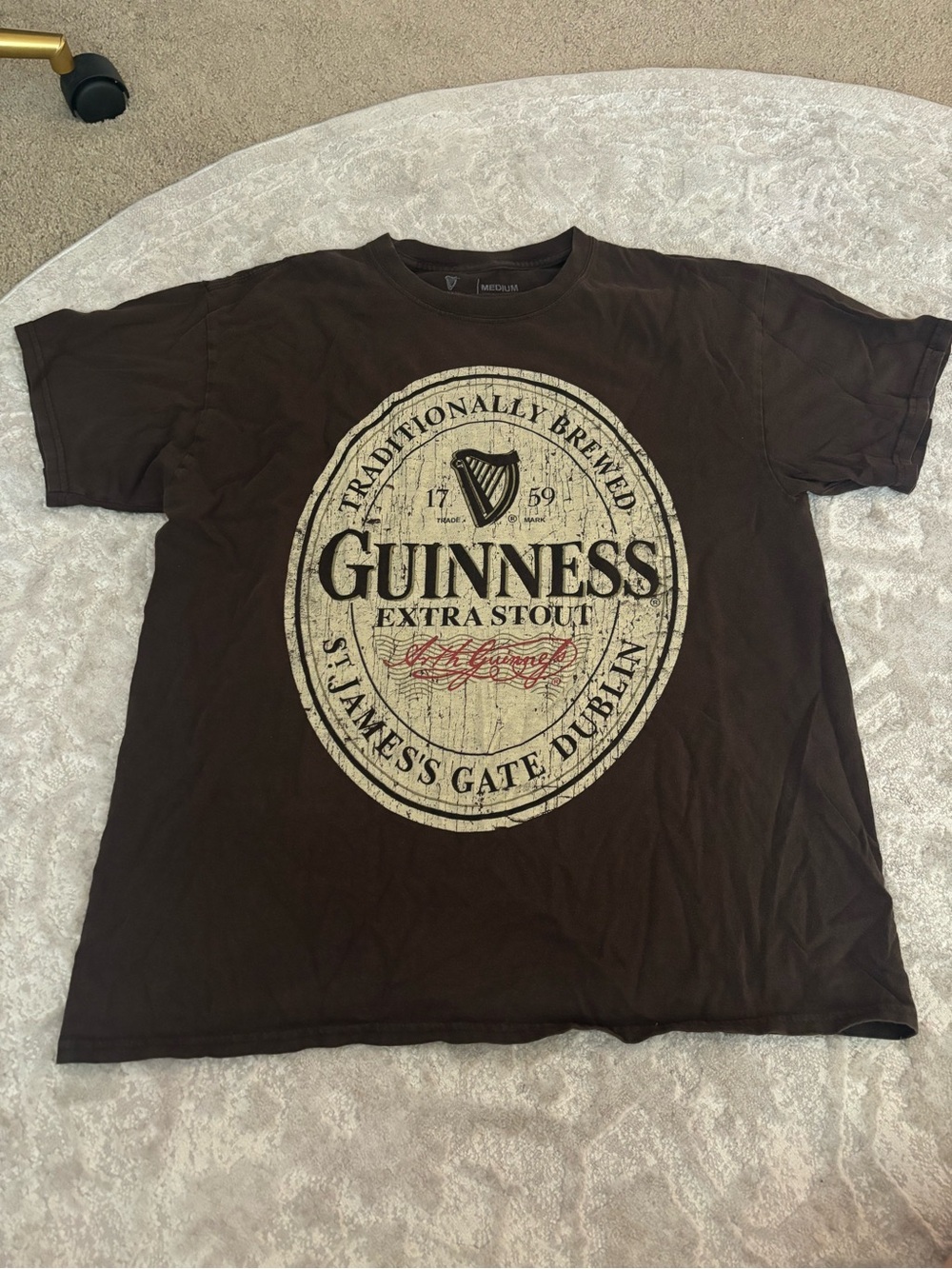Guinness Brown Short Sleeve Tee with Vintage Logo